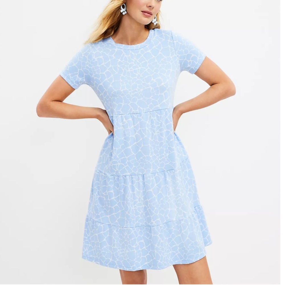 Loft Jacquard Tiered Swing Pocket Dress